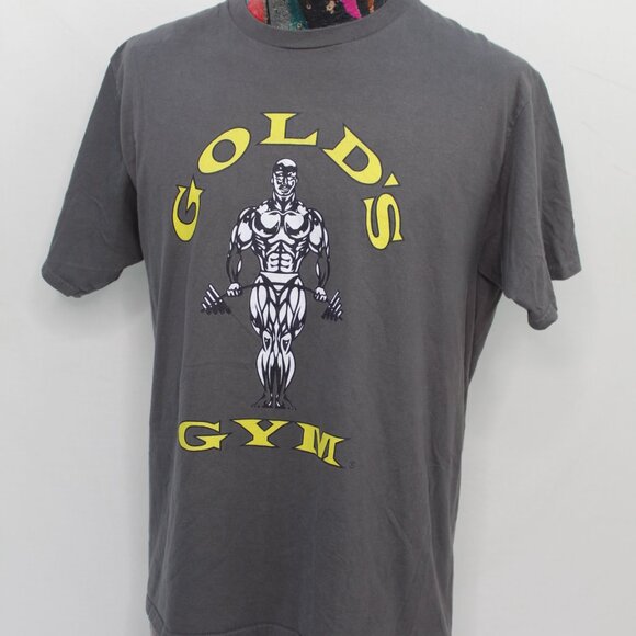 Vintage Golds Gym Shirt Mens Medium Gray Tshirt Workout lifting World - Picture 3 of 7
